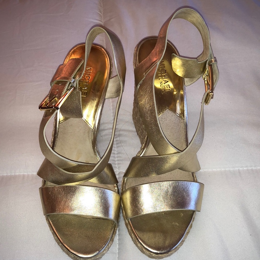 Gold Michael Kors wedges